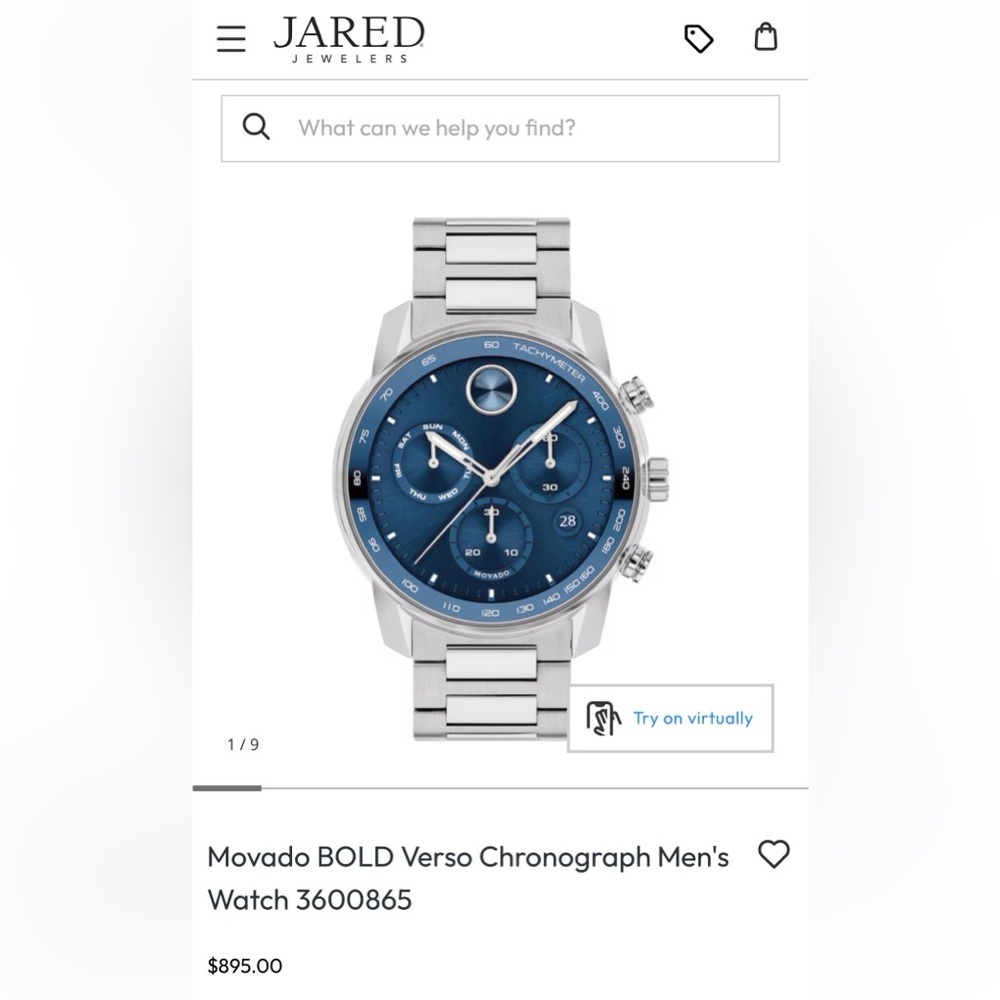 NEW In Box Movado BOLD Verso Chronograph Men's Watch 3600865 Blue Dial